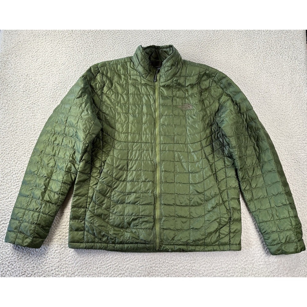 The North Face Thermoball Jacket Mens Large Green Quilted Full Zip READ